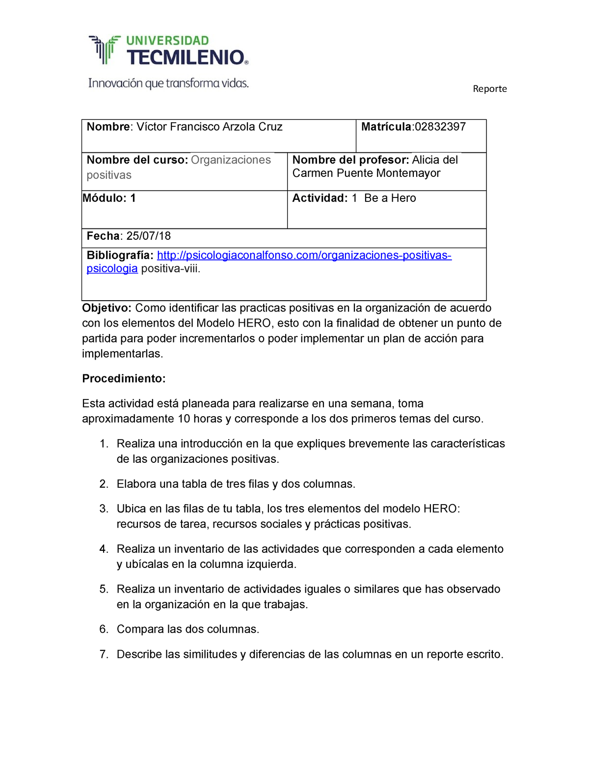 Actividad 1 Organizaciones Positivas Objetivo Como Identificar Las Practicas Positivas En La 0165