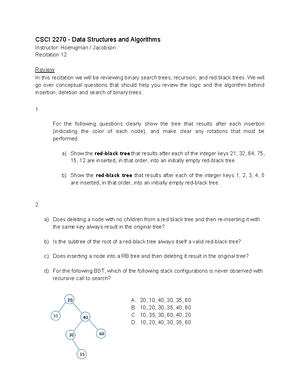 Data Structures and Algorithms: Red-Black Trees