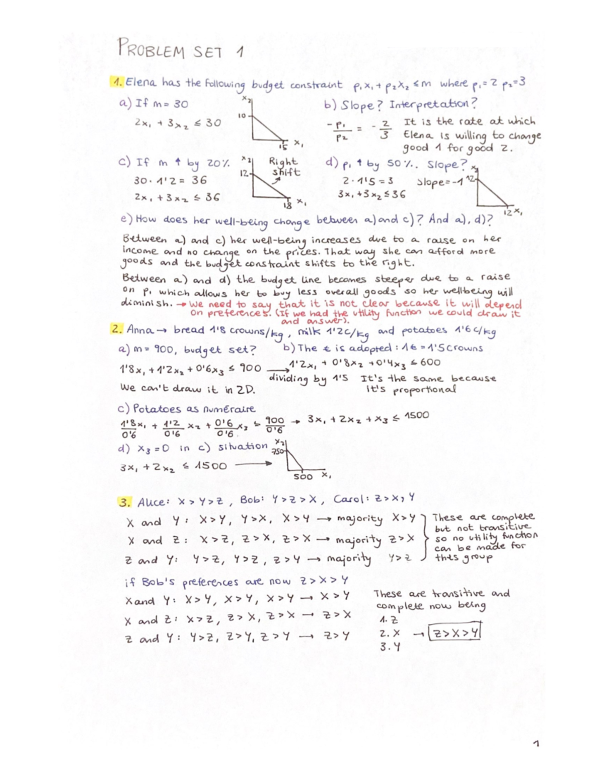 Problem SET I - Microeconomics - Studocu
