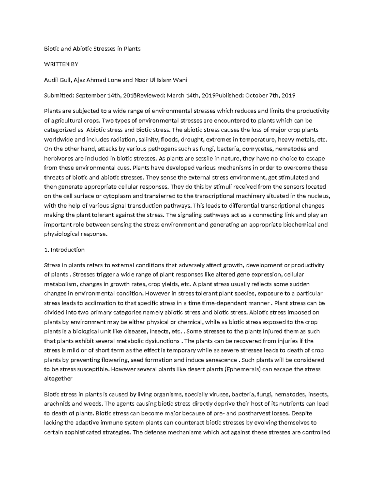 CS 1-Biotic and Abiotic Stresses in Plants - Biotic and Abiotic ...