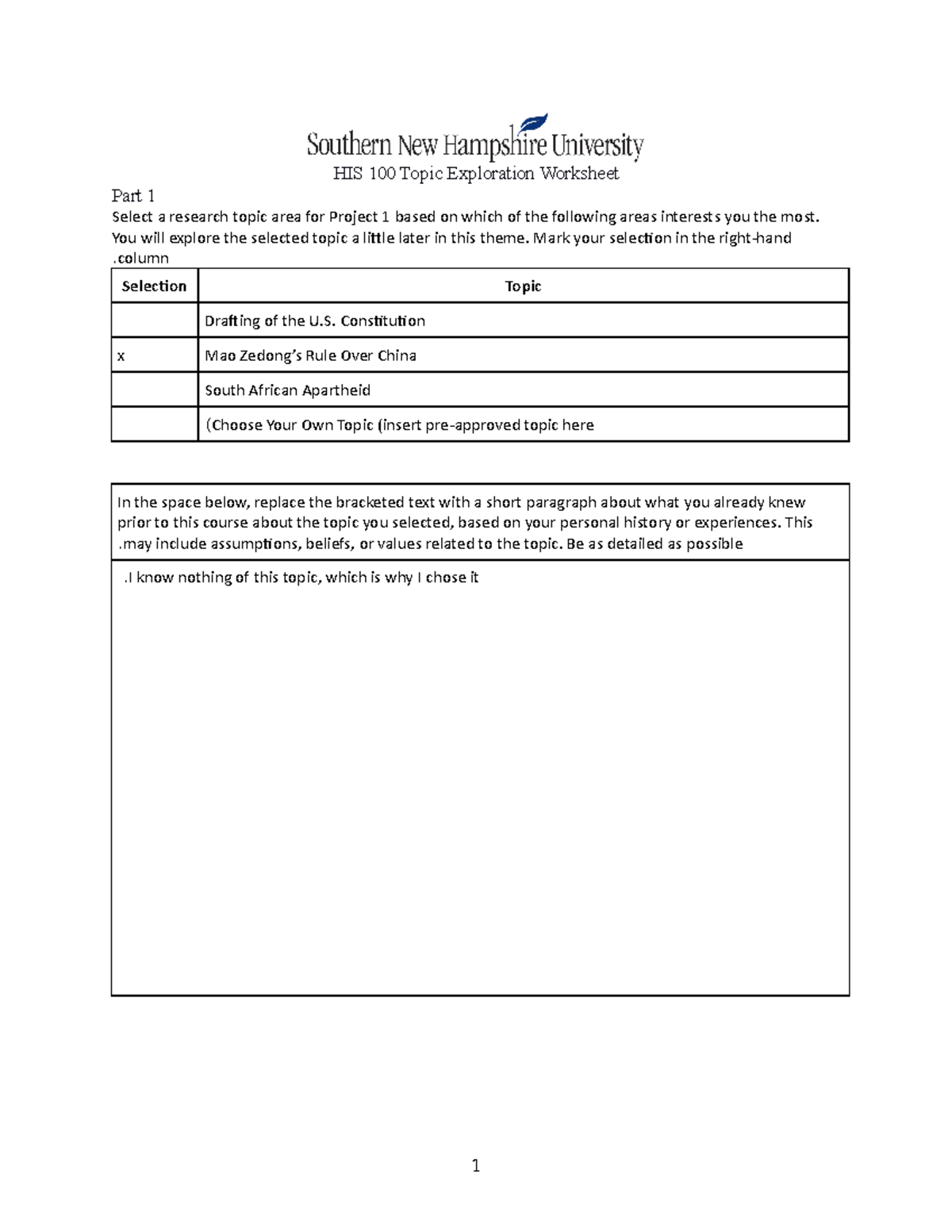 HIS 100 Topic Exploration Worksheet-2 - HIS 100 Topic Exploration ...