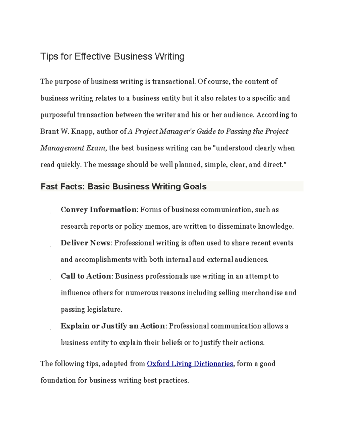 Tips For Effective Business Writing - Of Course, The Content Of ...