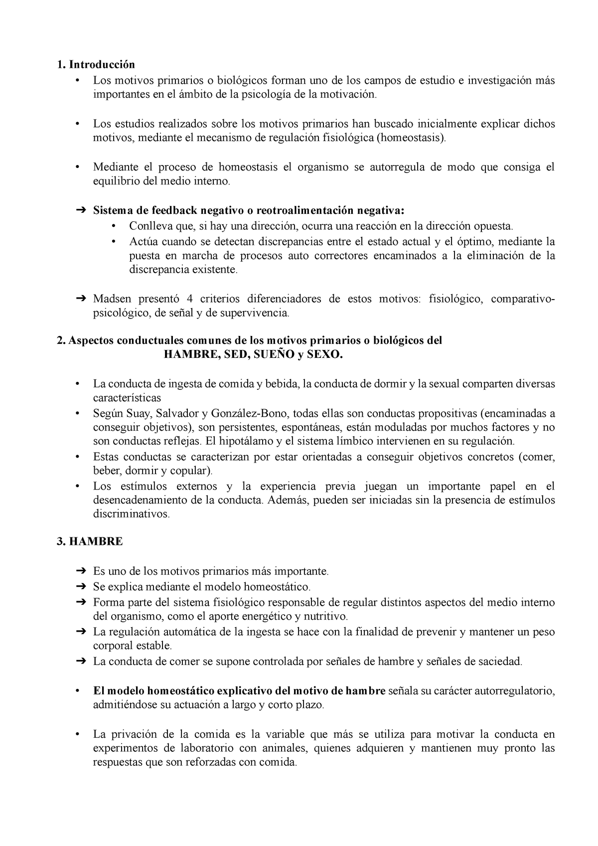 Tema 6 Motivación Y Emoción Introducción Los Motivos Primarios O