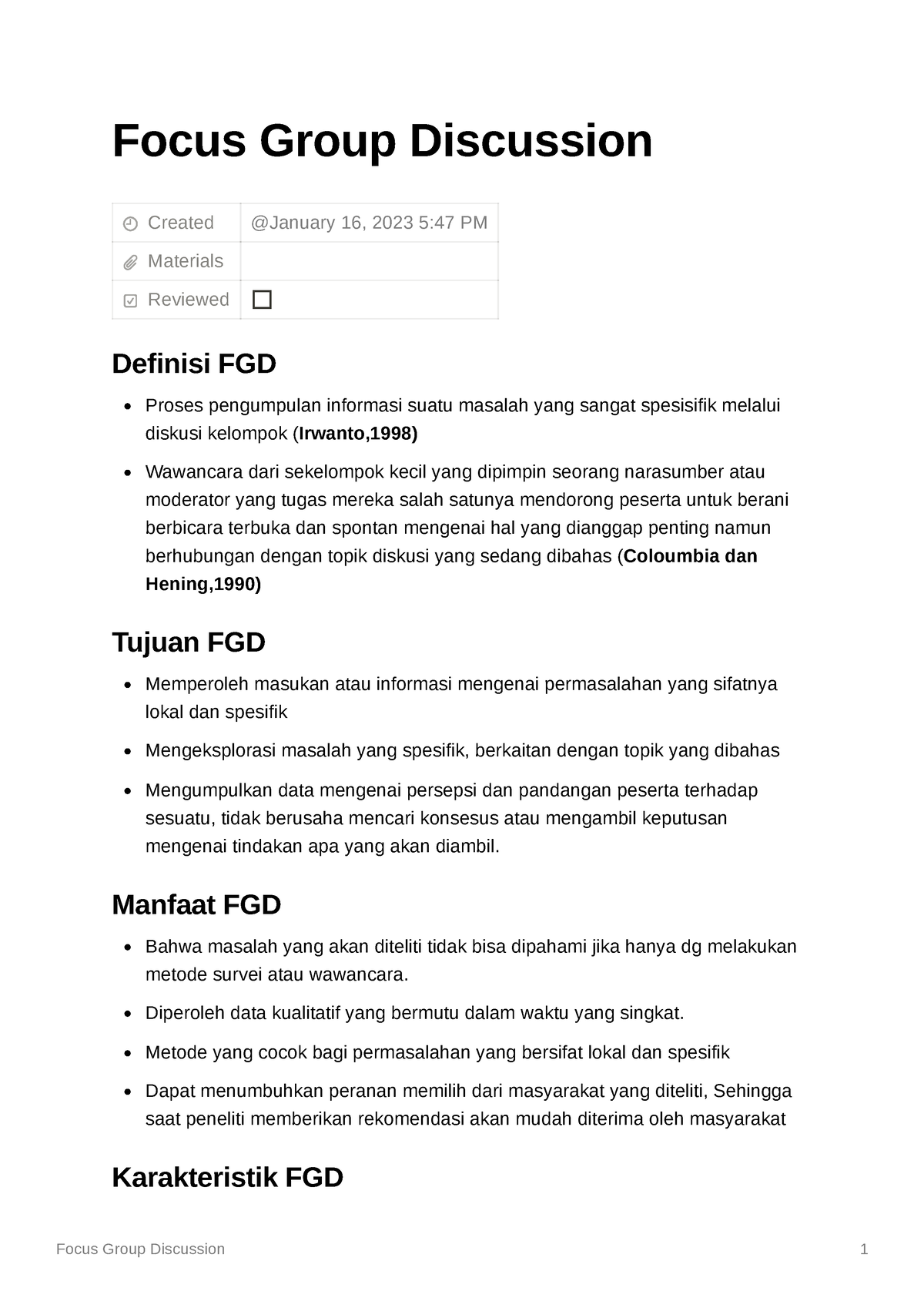 Focus Group Discussion - Focus Group Discussion Created Materials ...