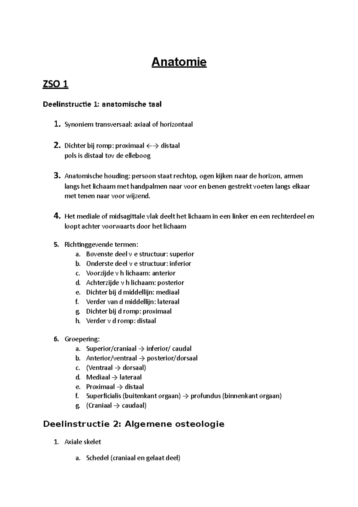 Zelfstudieopdracht Anatomie 1 Tot En Met 4 - Functionele Anatomie ...