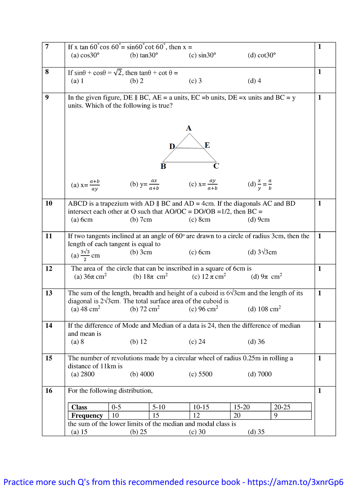 M2 - sdasd - 7 If x tan 60 °cos 60 °= sin 60 °cot 60 °, then x = (a ...