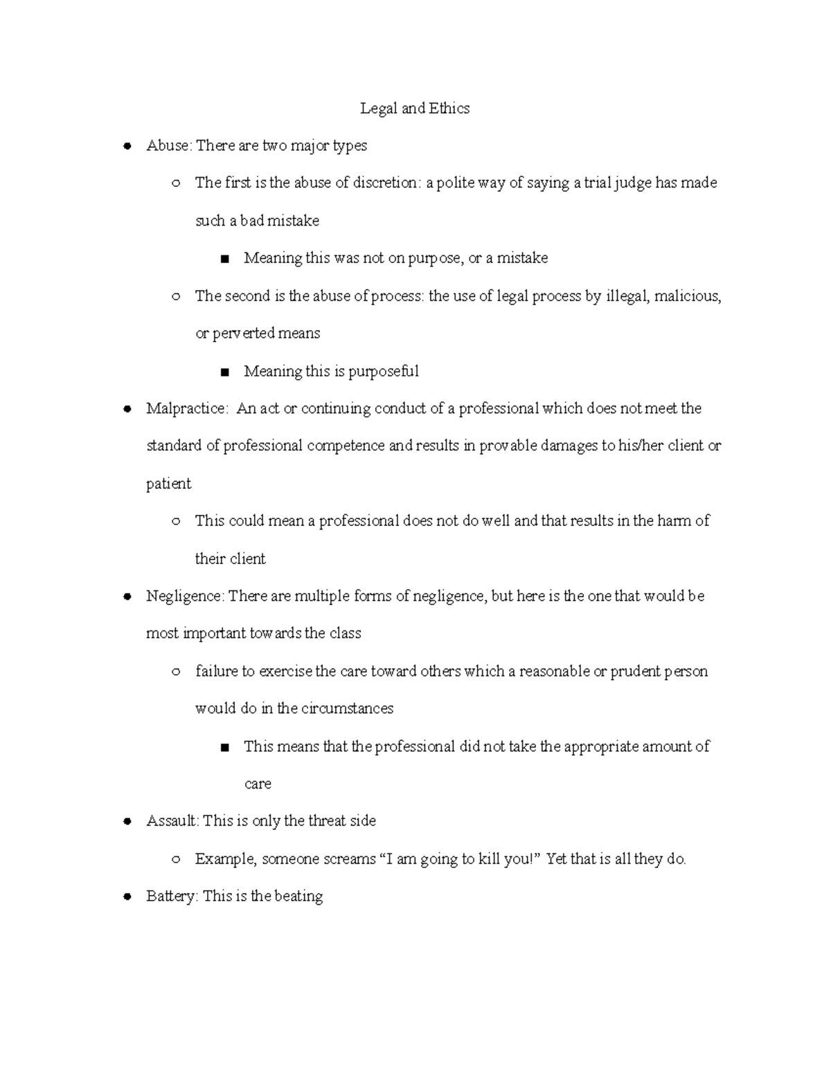 Legal and Ethics Legal and Ethics Abuse There are two major types