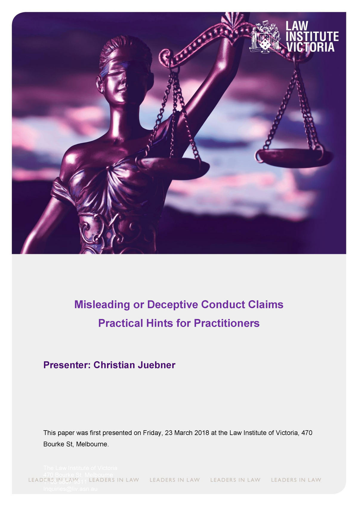 Paper - Misleading Or Deceptive Conduct - On Template (March 2018 ...