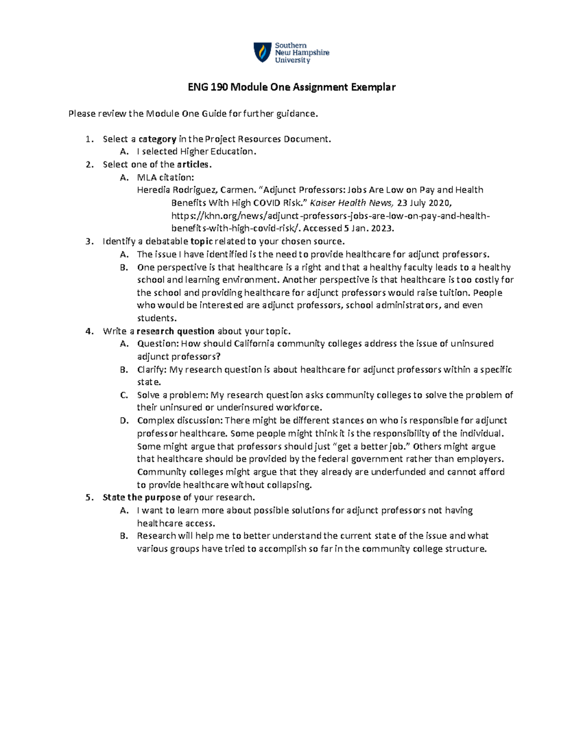 ENG 190 Module One Assignment Exemplar-2 - ENG 190 Module One ...