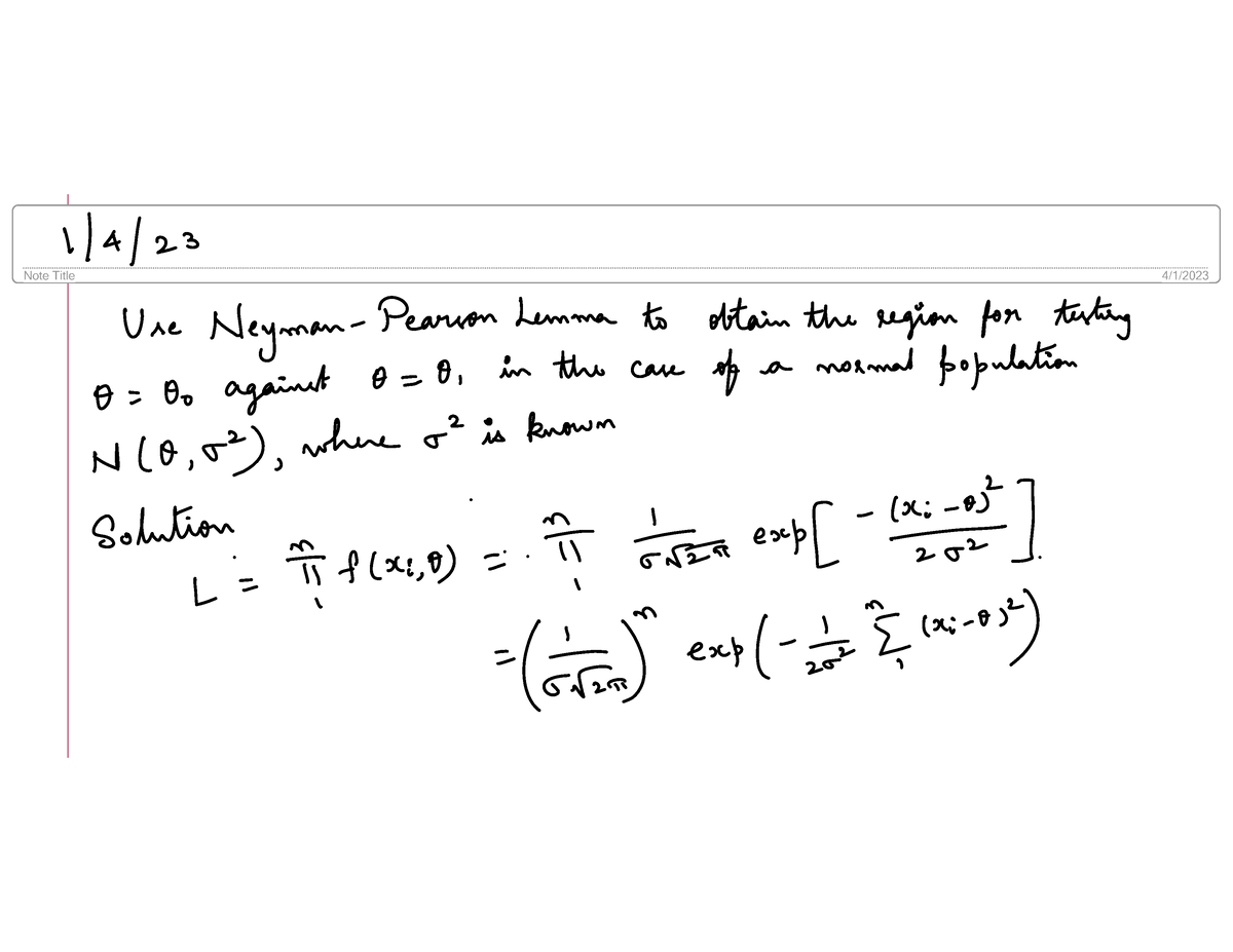 Lecture 25 - The Best Available Notes Of Statistics And Probability ...