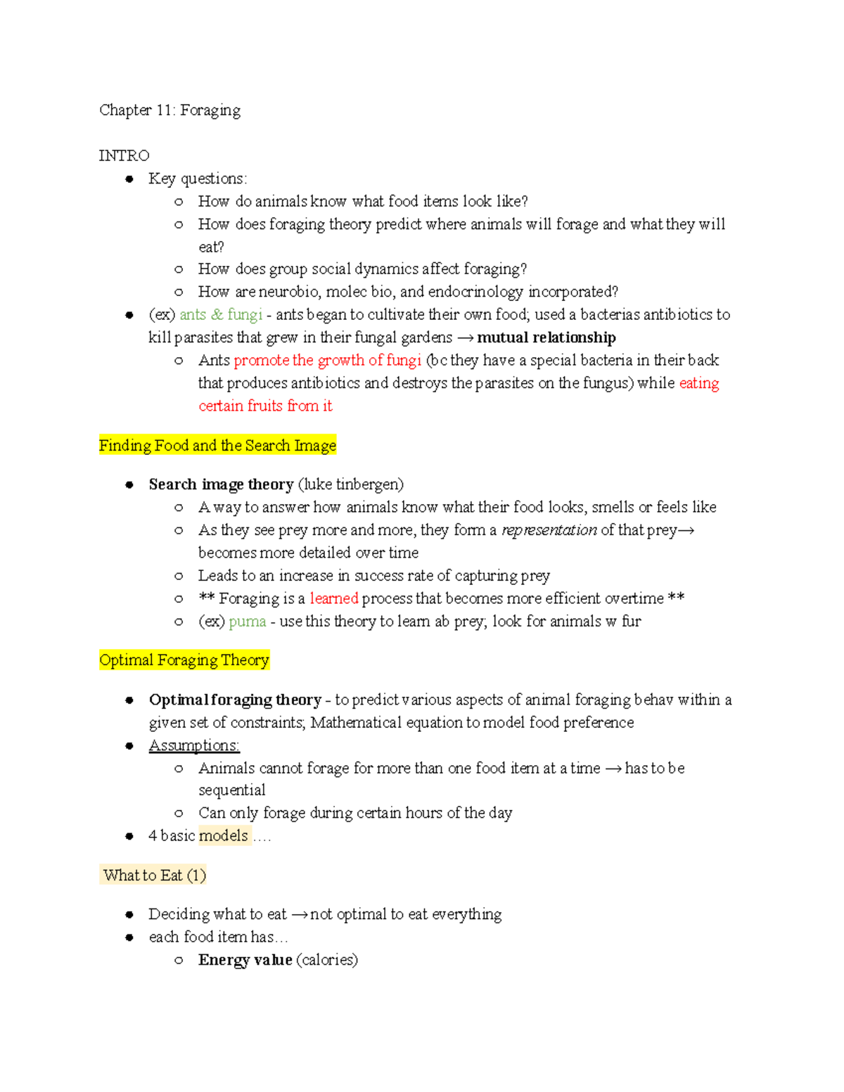 PSYC327 Chapter 11 - Chapter 11: Foraging INTRO Key questions: How do ...