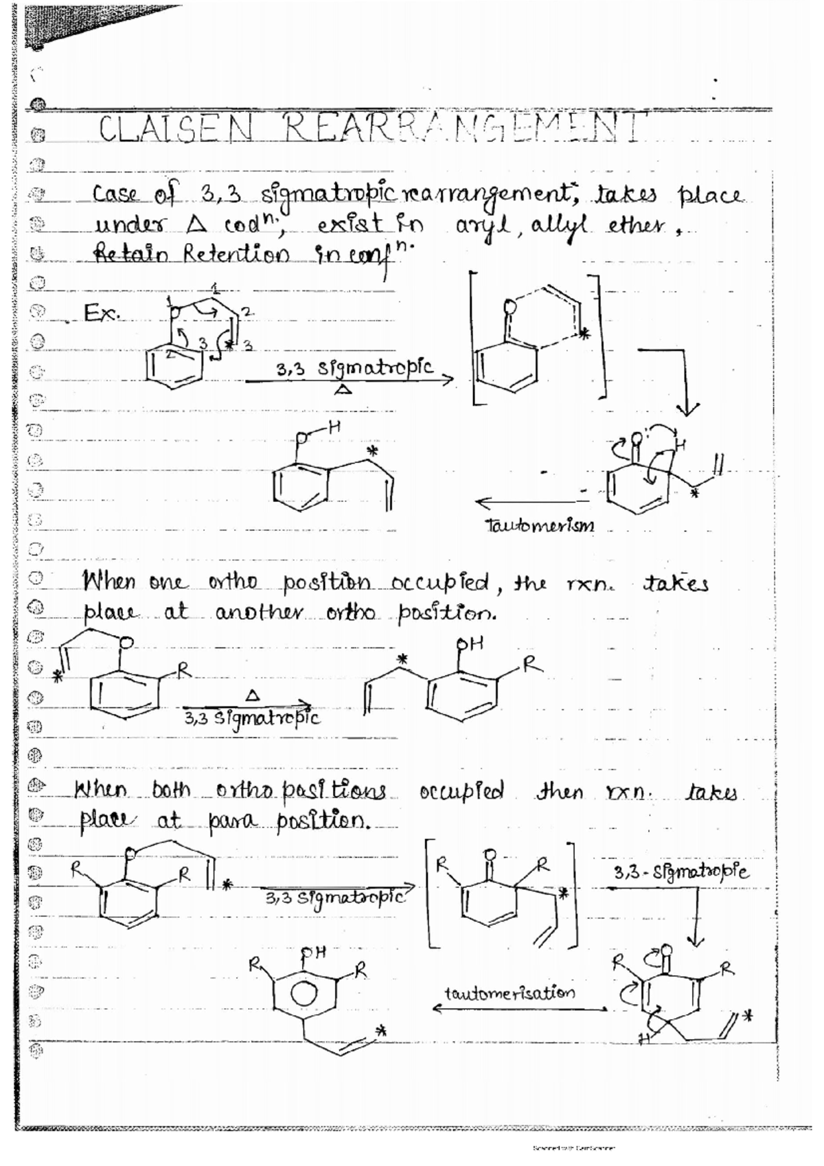 Chemistry for Engineers Lecture Notes Claisen Rearrangement - Studocu