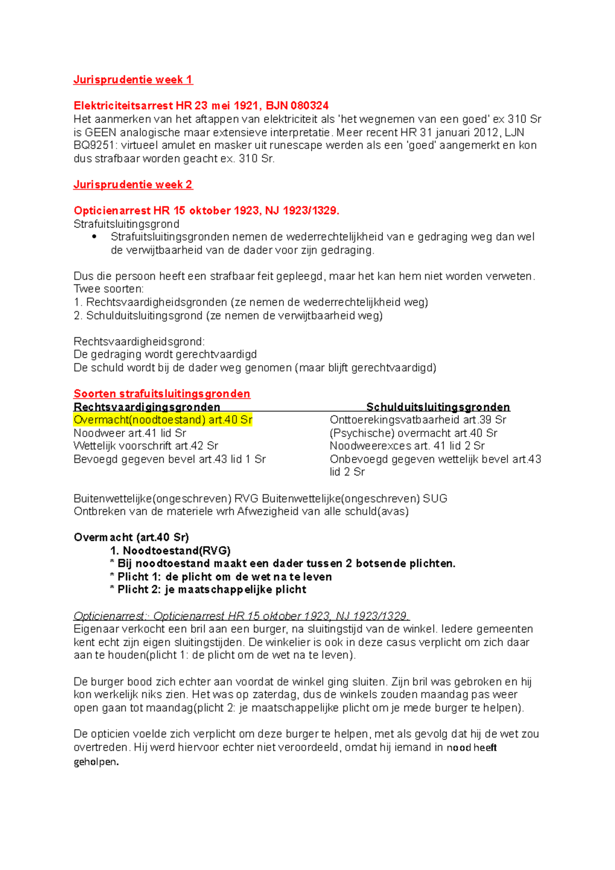 Arresten Strafrecht - Jurisprudentie Week 1 Elektriciteitsarrest HR 23 ...