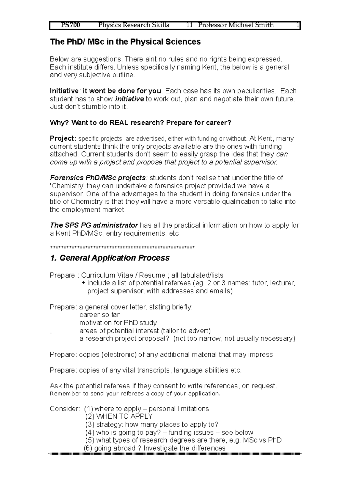 Lecture notes, lecture 13 - The PhD/ MSc in the Physical Sciences Below ...