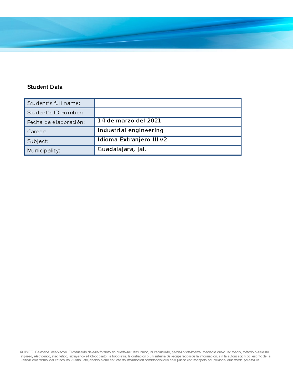 Assignment 6 Text corrections - Student Data Student’s full name ...