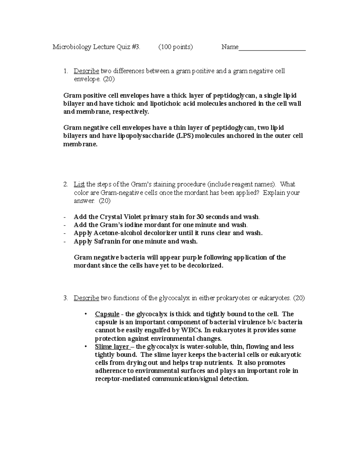 Chs 4-5 quiz Answers 21 - Microbiology Lecture Quiz #3. (100 points ...