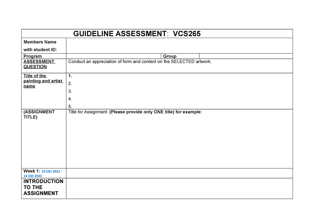 contoh assignment vcs 105