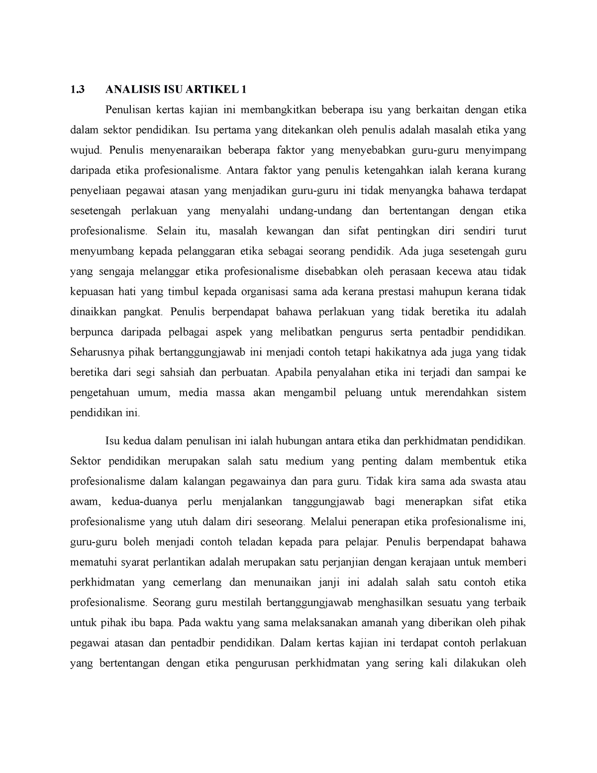 Analisis Isu Artikel Review Hensofeructive 1 3 Analisis Isu Artikel 1 Penulisan Kertas Kajian Ini Studocu