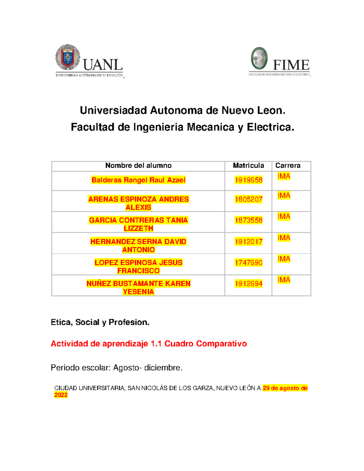 E1 - Actividad 1 - Universiadad Autonoma de Nuevo Leon. Facultad de ...