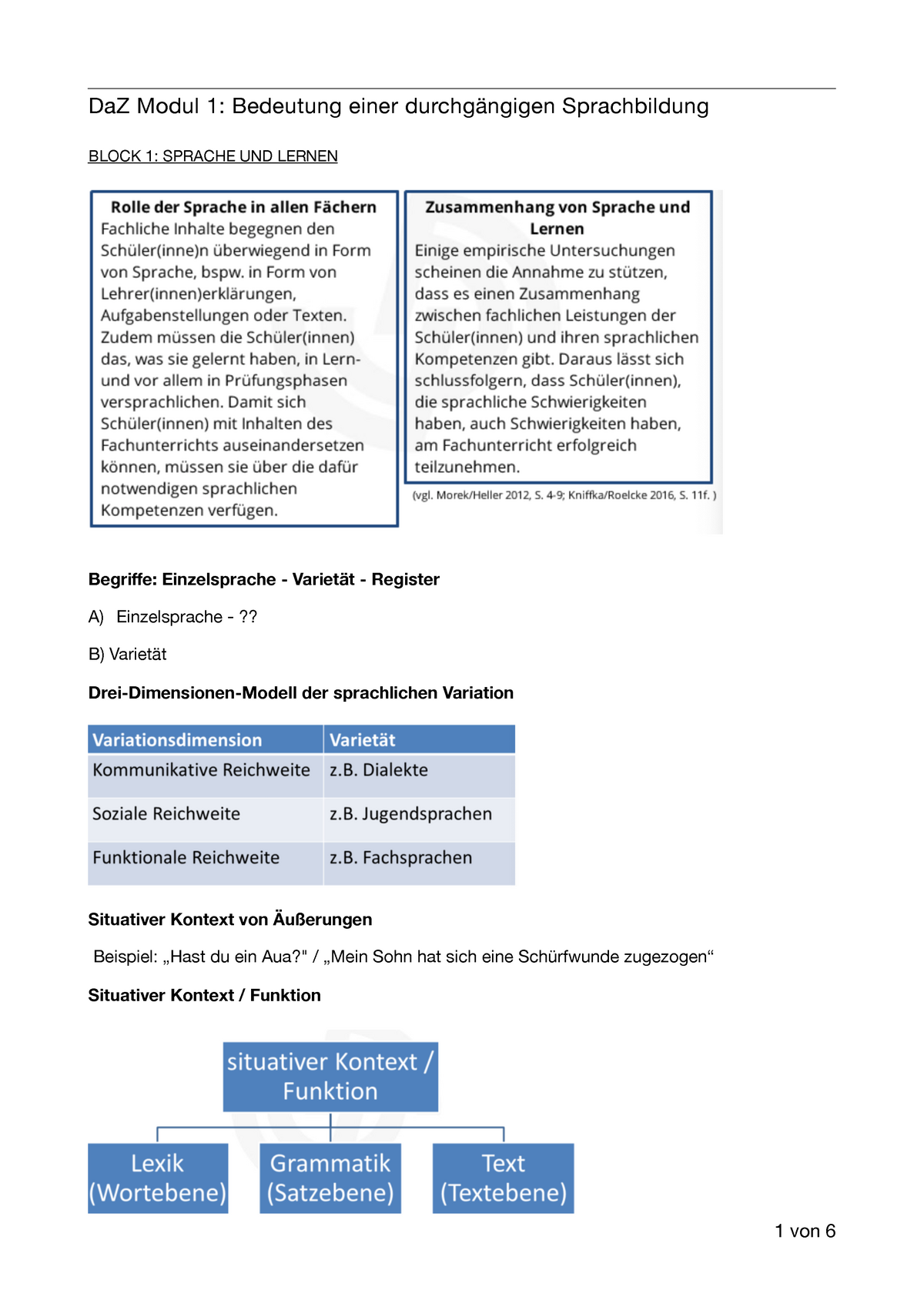 Modul 1 Zusammenfassung - DaZ Modul 1: Bedeutung Einer Durchgängigen ...