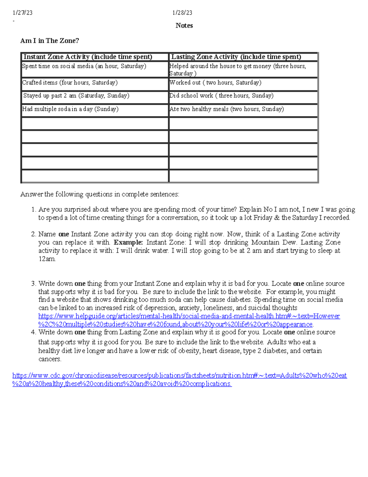 1.04 see N/a 1/27/ 1/28/ Notes Am I in The Zone? Instant Zone