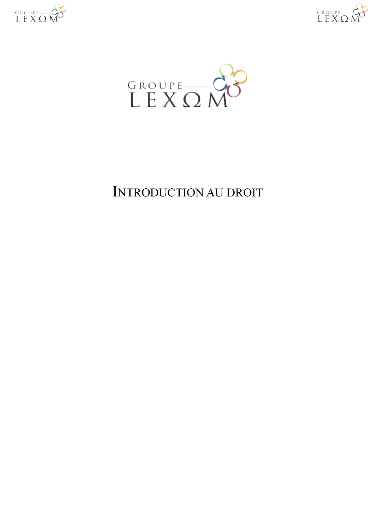 Fascicule TD Introduction Au Droit Lexom - INTRODUCTION AU DROIT ...