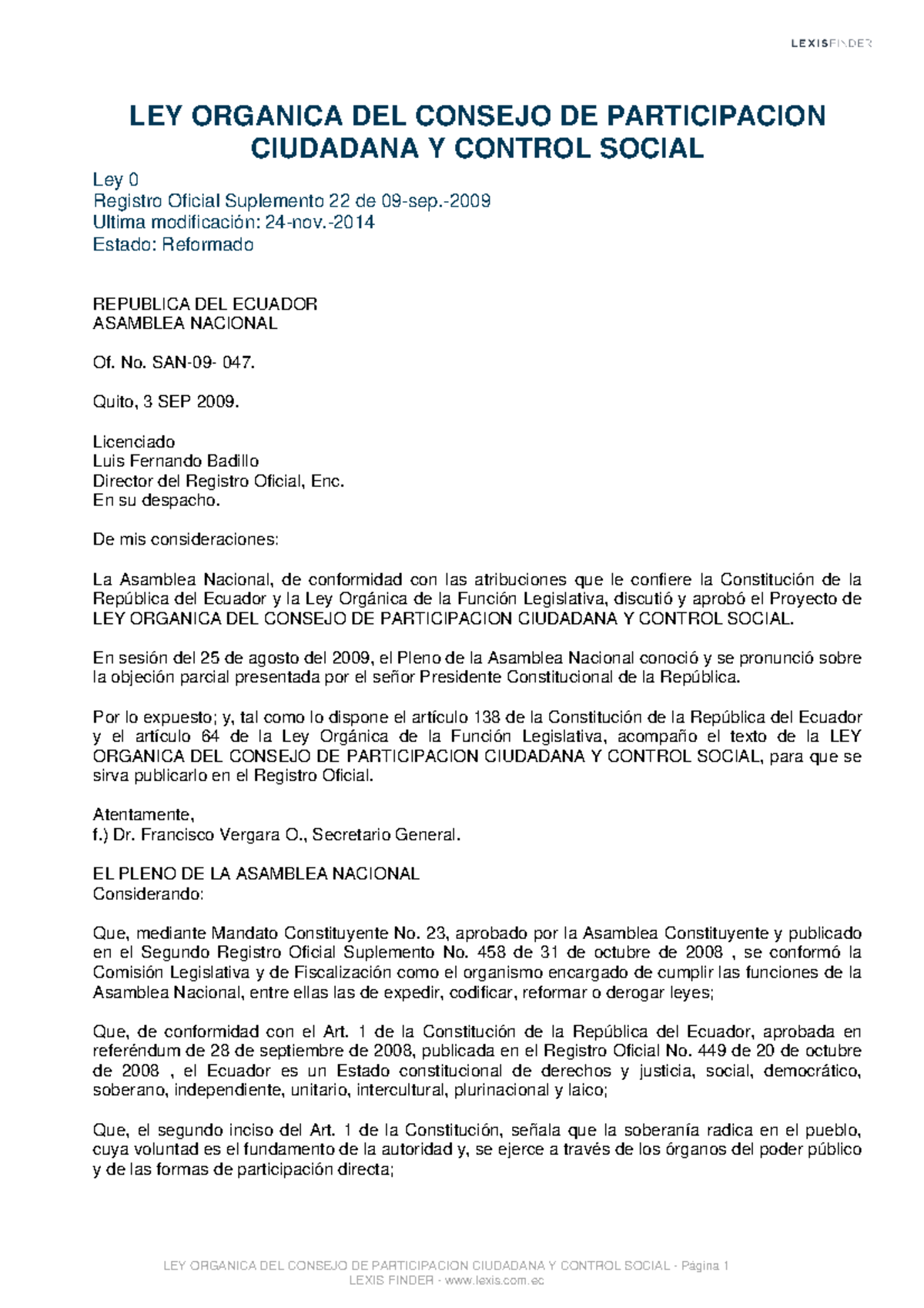 7.LEY Organica DEL Consejo DE Participacion - LEY ORGANICA DEL CONSEJO ...