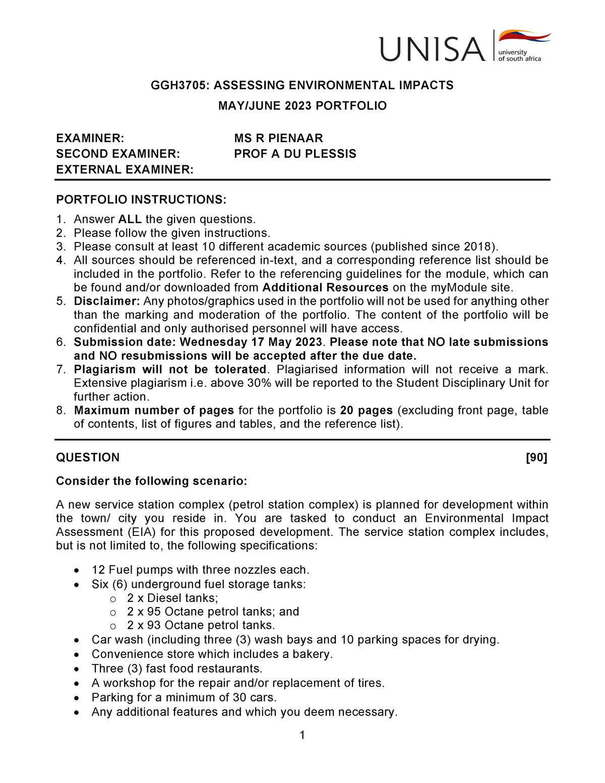 GGH3705 S1 2023 May June Portfolio - 1 GGH3705: ASSESSING ENVIRONMENTAL ...