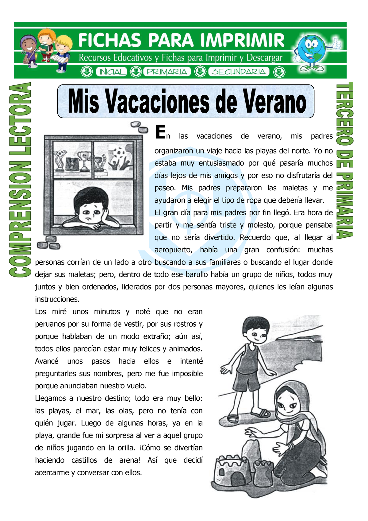 02 Mis Vacaciones De Verano Autor Fichas Para Imprimir Y Materiales Educativos Para Primaria 4801