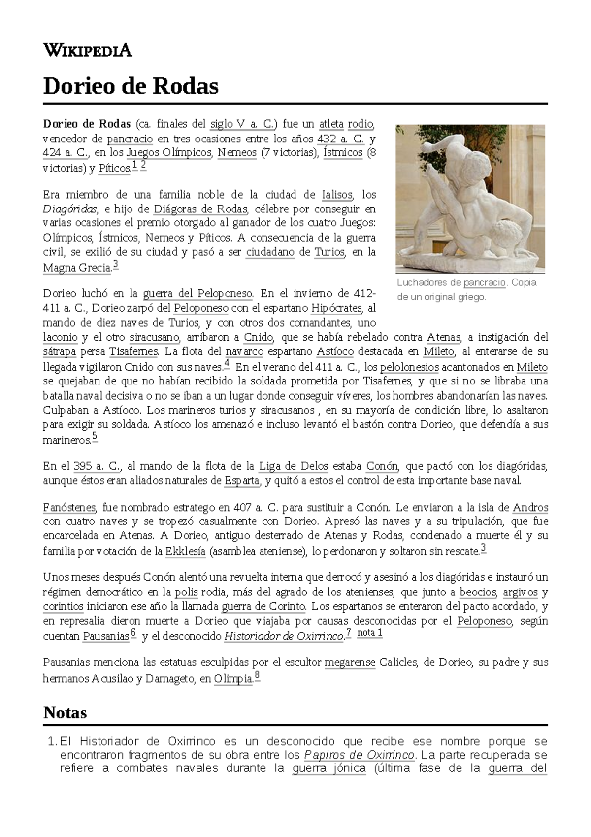 Dorieo de Rodas Luchadores de pancracio. Copia de un original griego