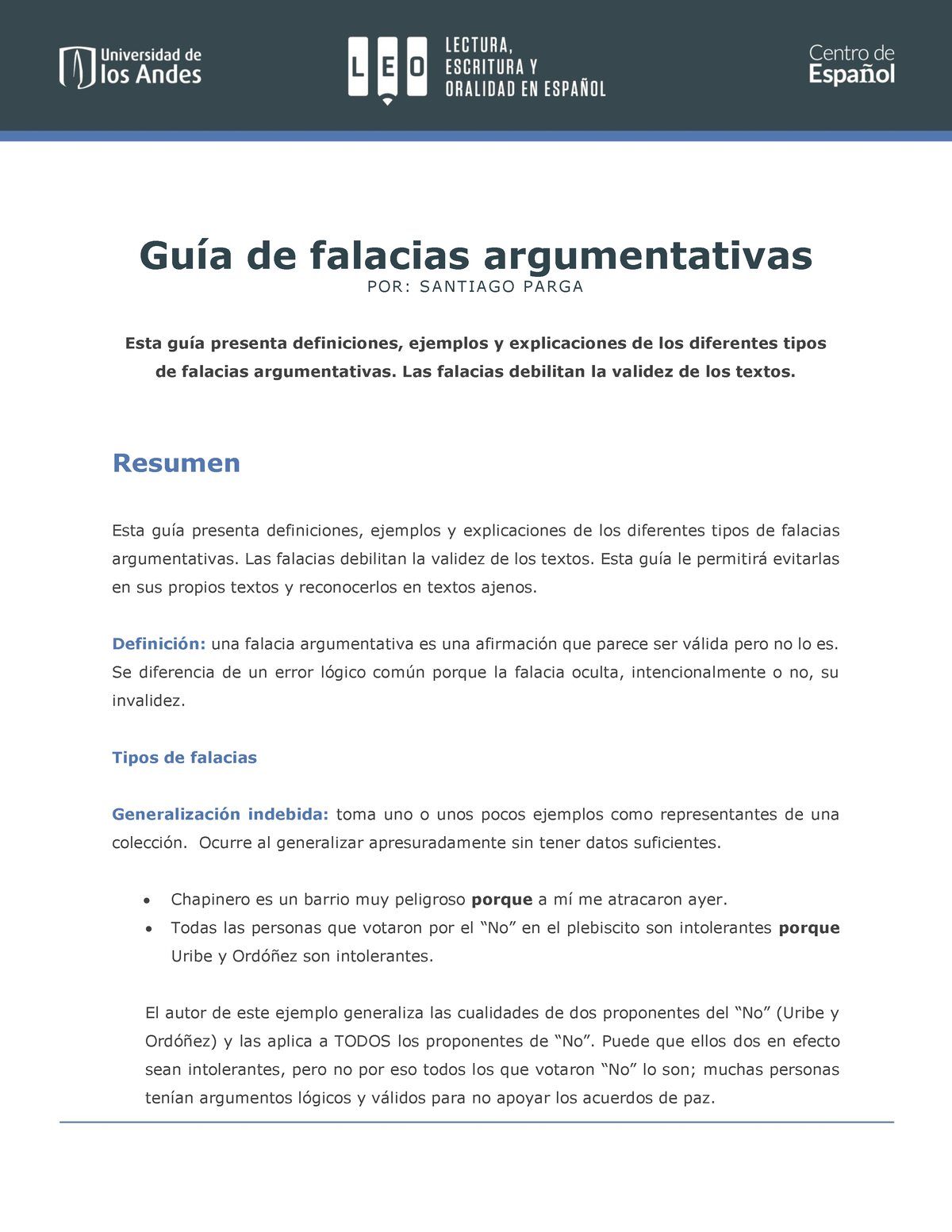 Guia De Falacias Argumentativas - Guía De Falacias Argumentativas P OR ...