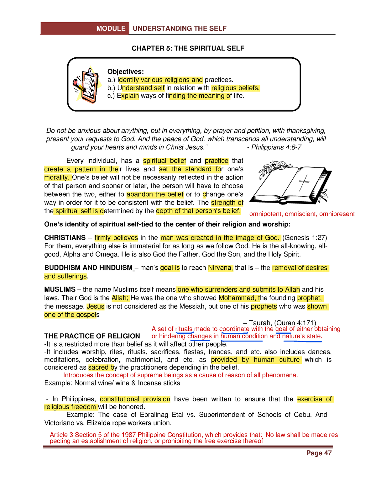 Chapter 5 - THE Spiritual SELF - MODULE UNDERSTANDING THE SELF Page 47 ...