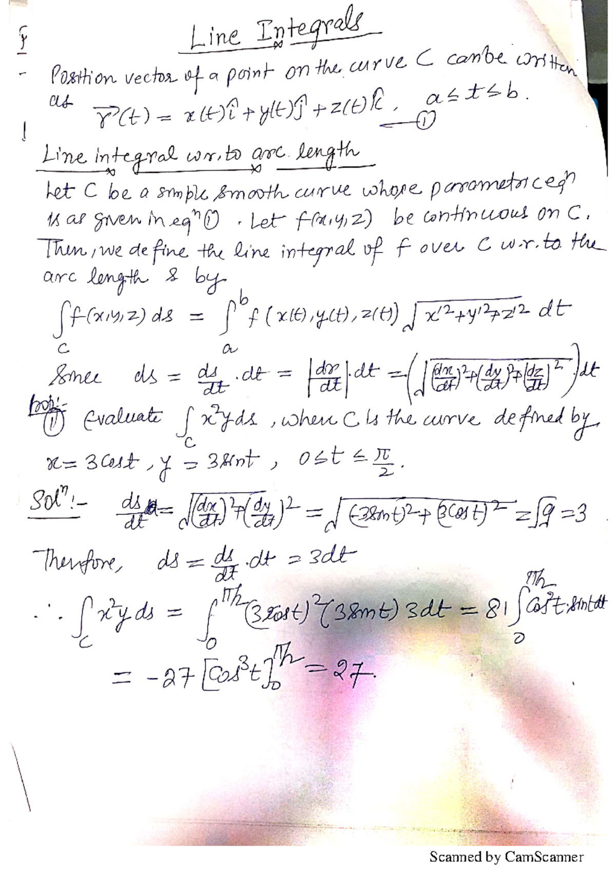 Line Integral - Multivariable Calculus - Studocu