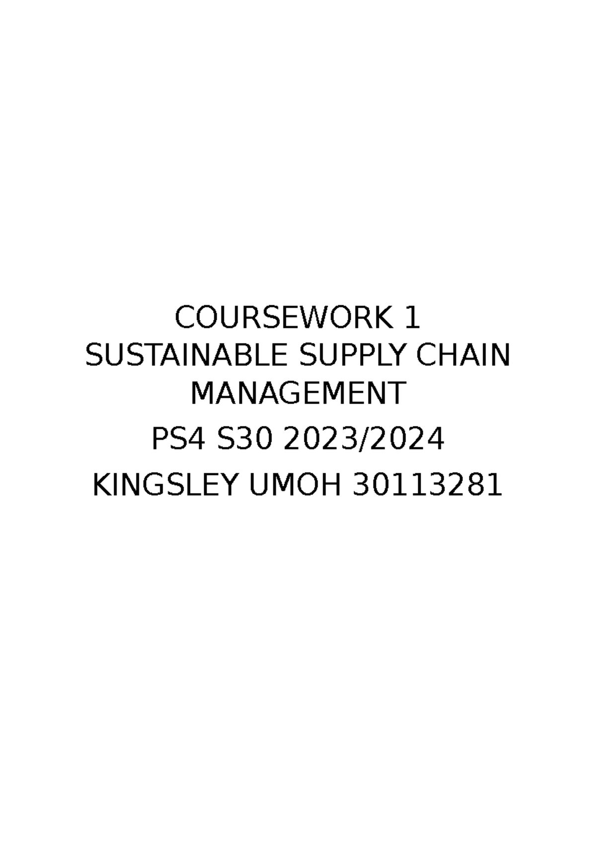 Drivers/Barriers of Sustainable Supply Chain Management COURSEWORK 1