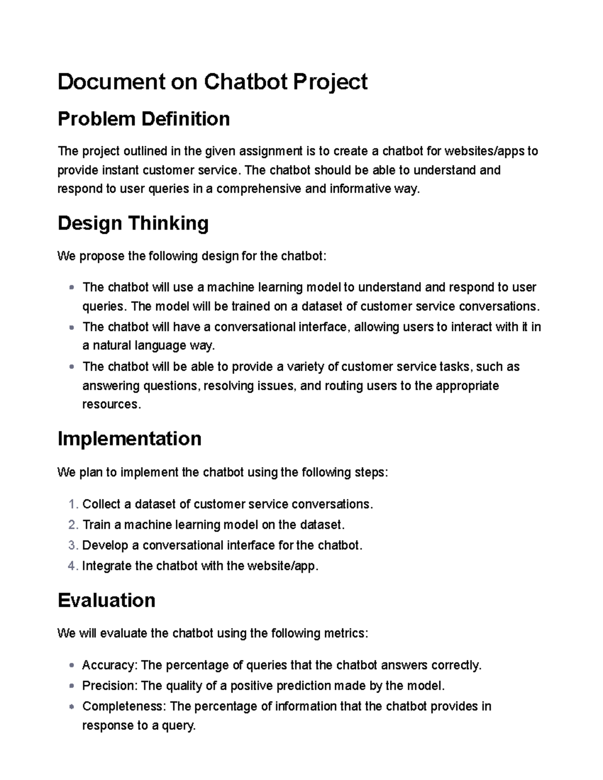 AI Phase 1 - Figure it out yourself - Document on Chatbot Project ...