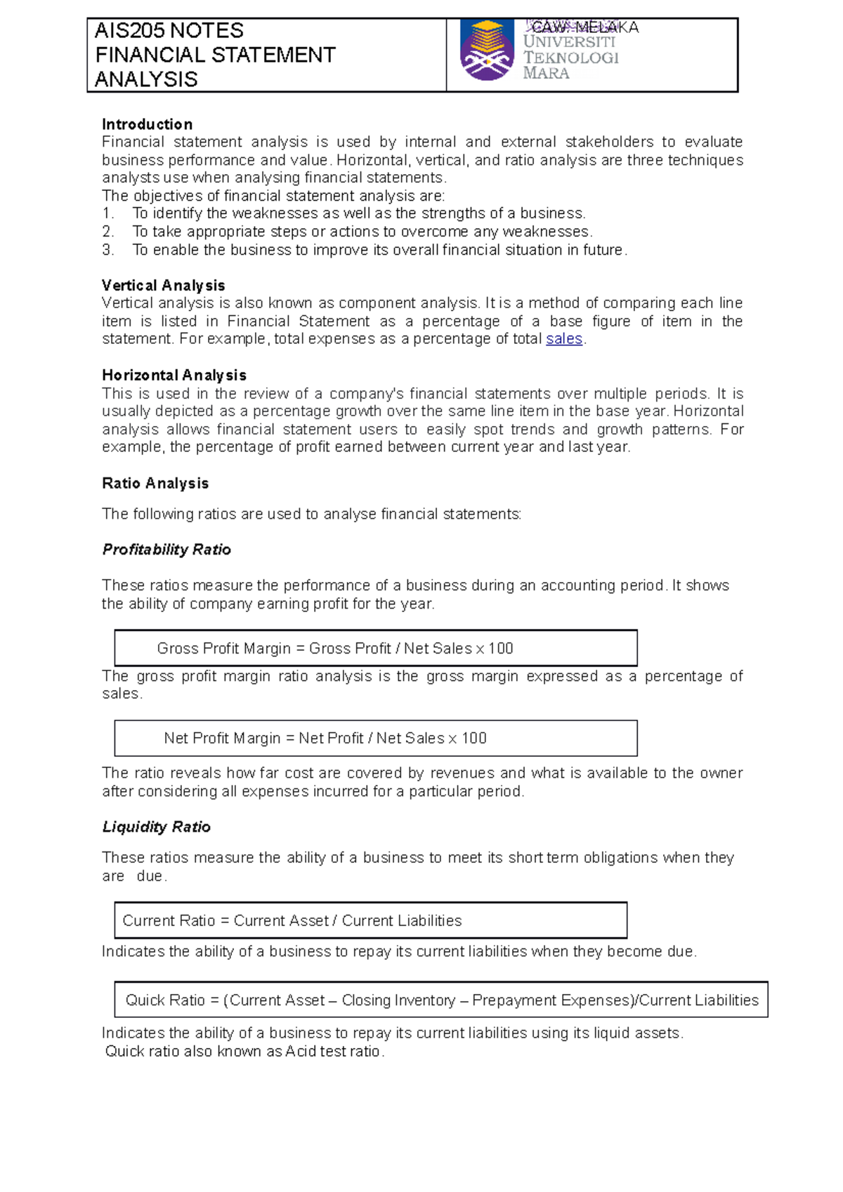 Definition Of Financial Statement Analysis By Different Authors