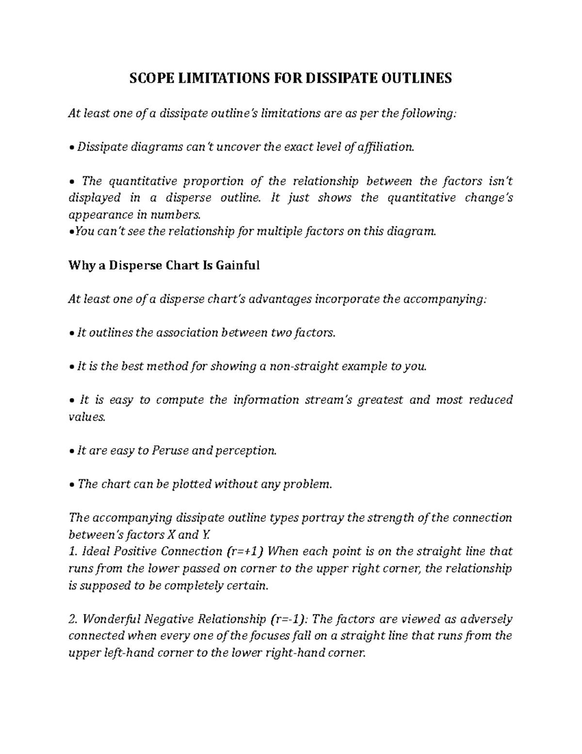Scope Limitations FOR Dissipate Outlines - SCOPE LIMITATIONS FOR ...