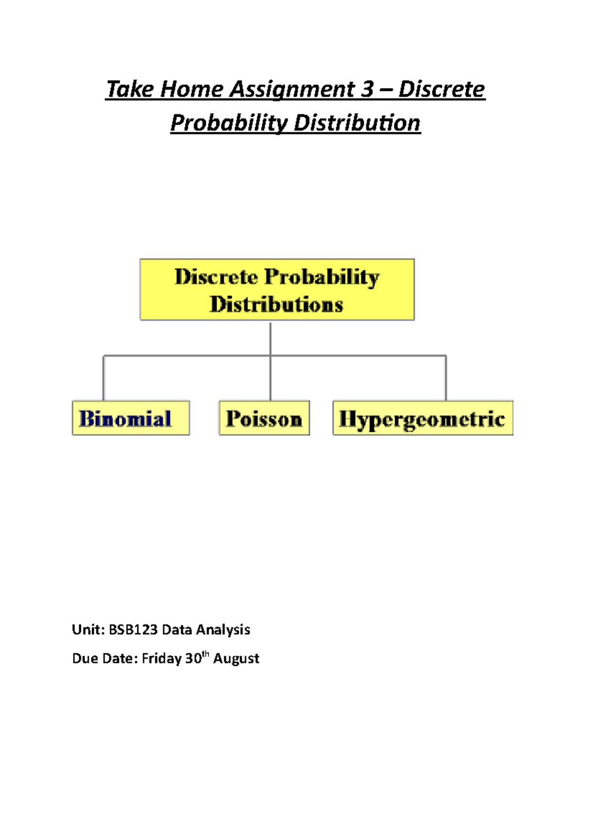 THA 3 - Take Home Assignment 3 - Take Home Assignment 3 – Discrete ...