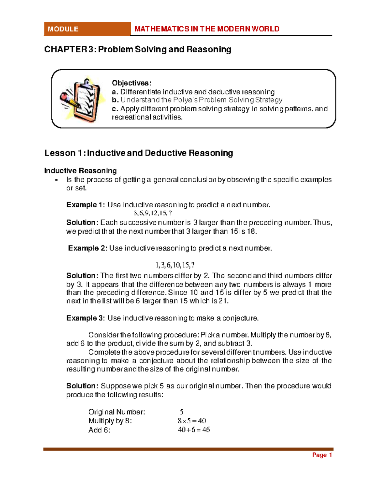 Chapter 3- Problem Solving and Reasoning - CHAPTER 3: Problem Solving ...