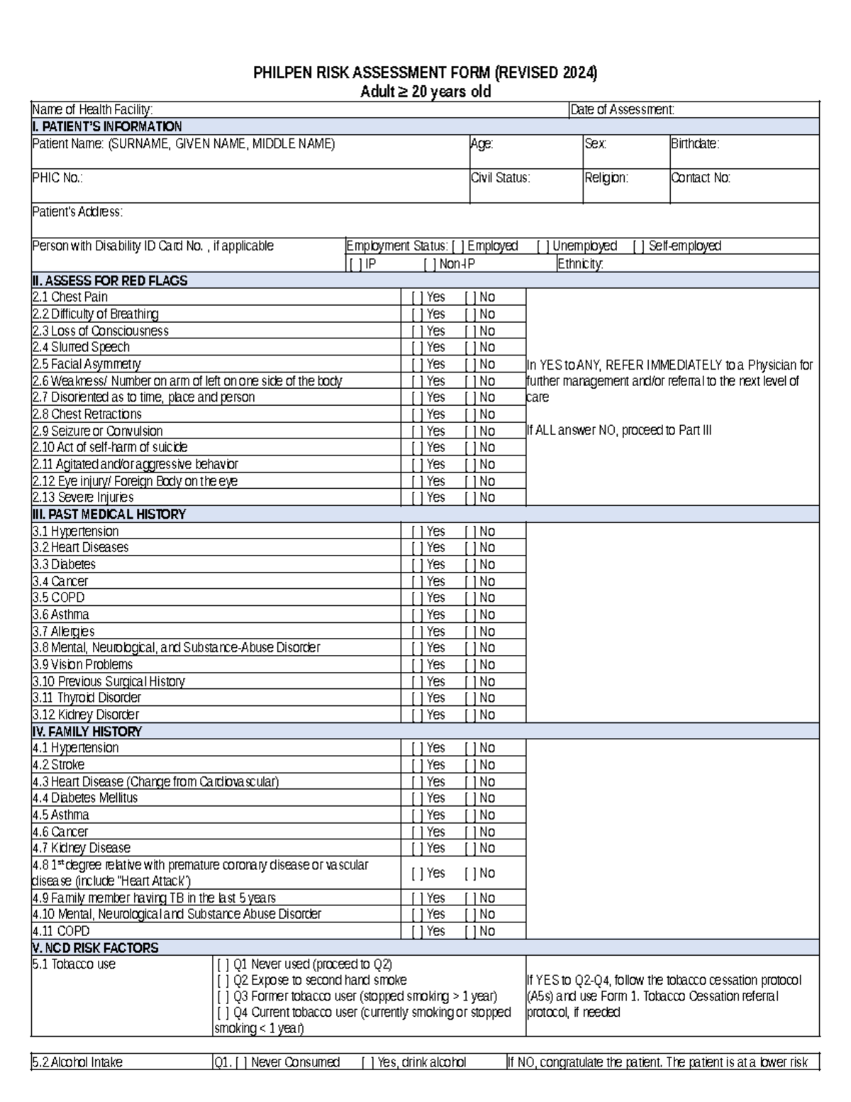 Philpen Risk Assessment Form 2 For Bhw Yearly Report Philpen Risk Assessment Form Revised