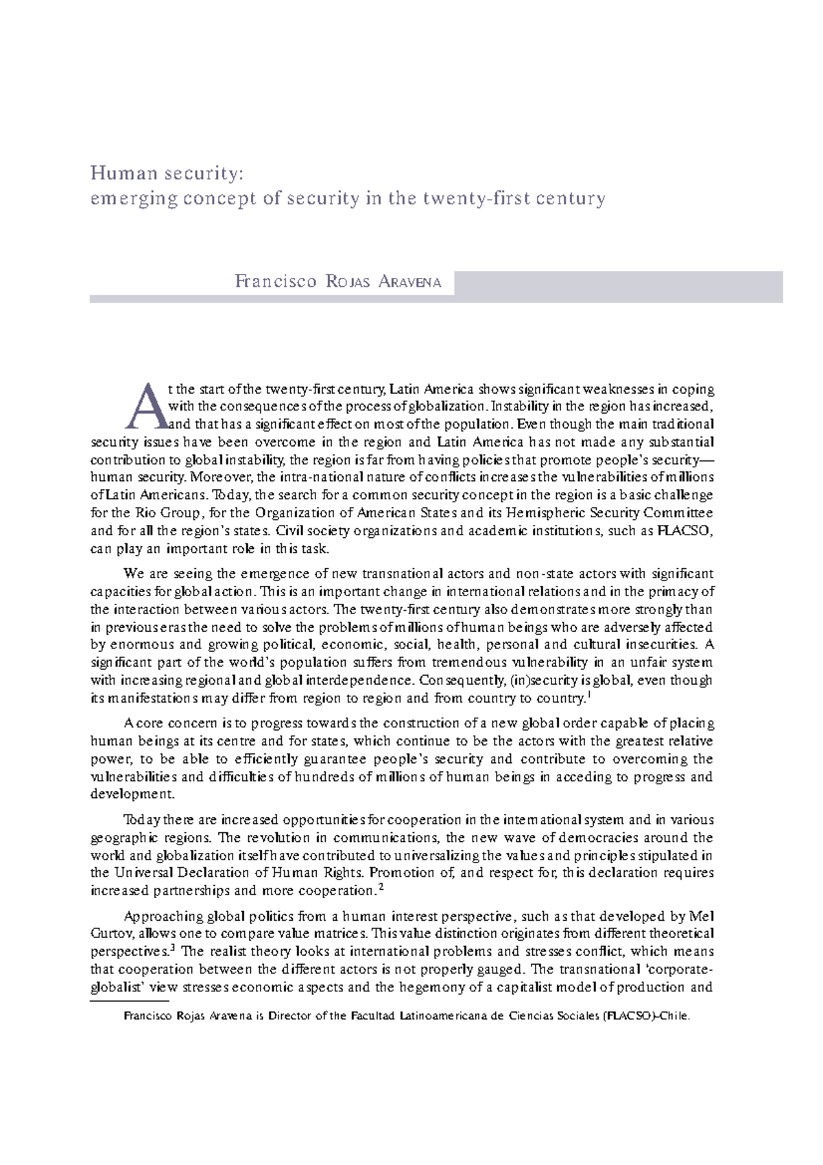 Human Security 21st Century - A t the start of the twe nty-first ce ...