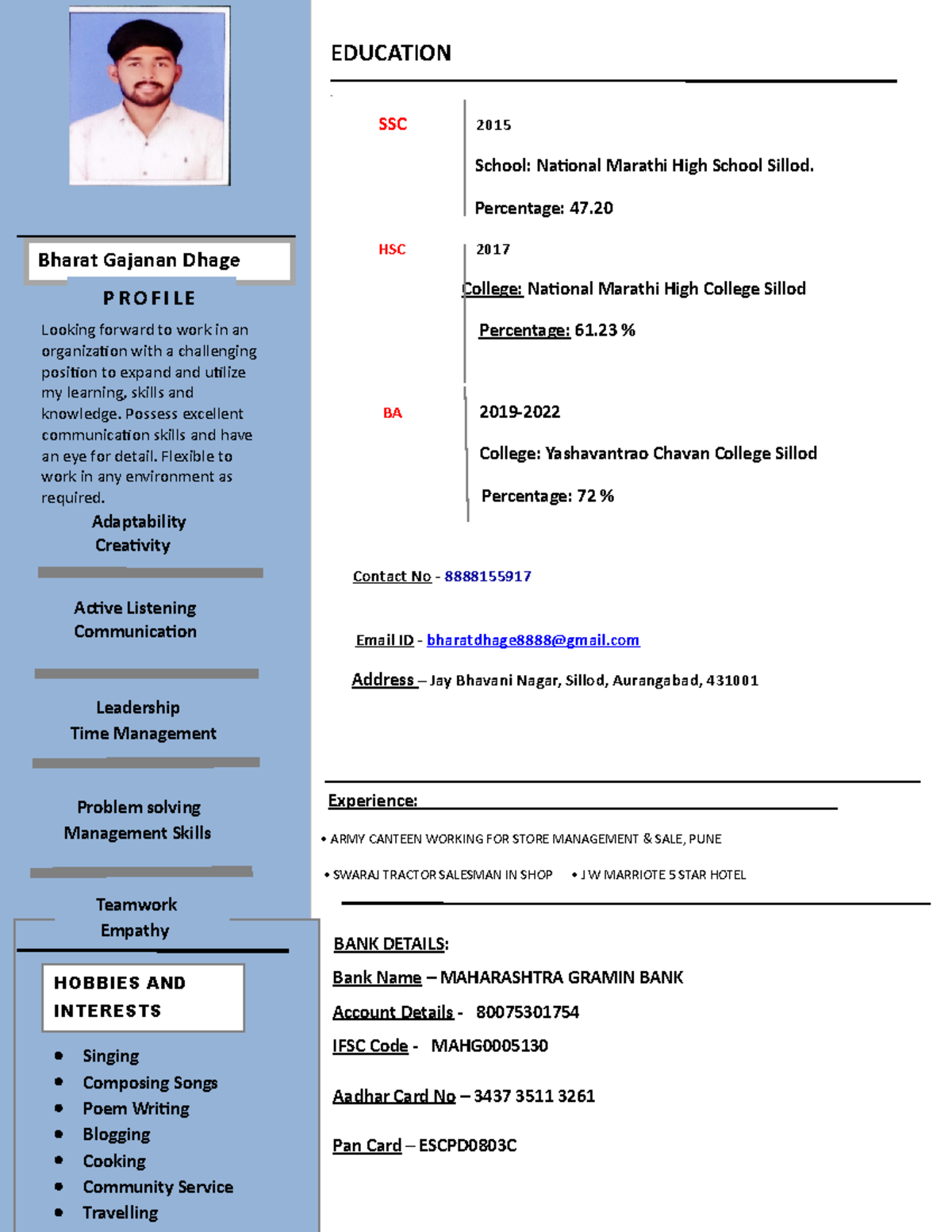 Sample resume infosys cade6fb5-72c6-4129-a18a-155be8f25342 - SSC 2015 ...