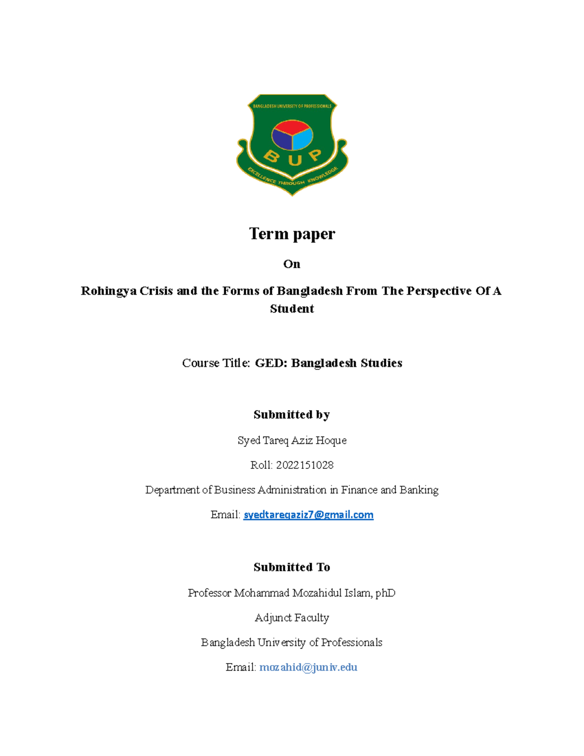 2022151028 - normal - Term paper On Rohingya Crisis and the Forms of ...