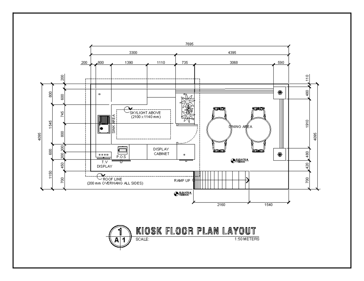 Lamina Kiosk Floor PLAN Layout - 200 800 1390 1110 3068 590 735 3300 ...