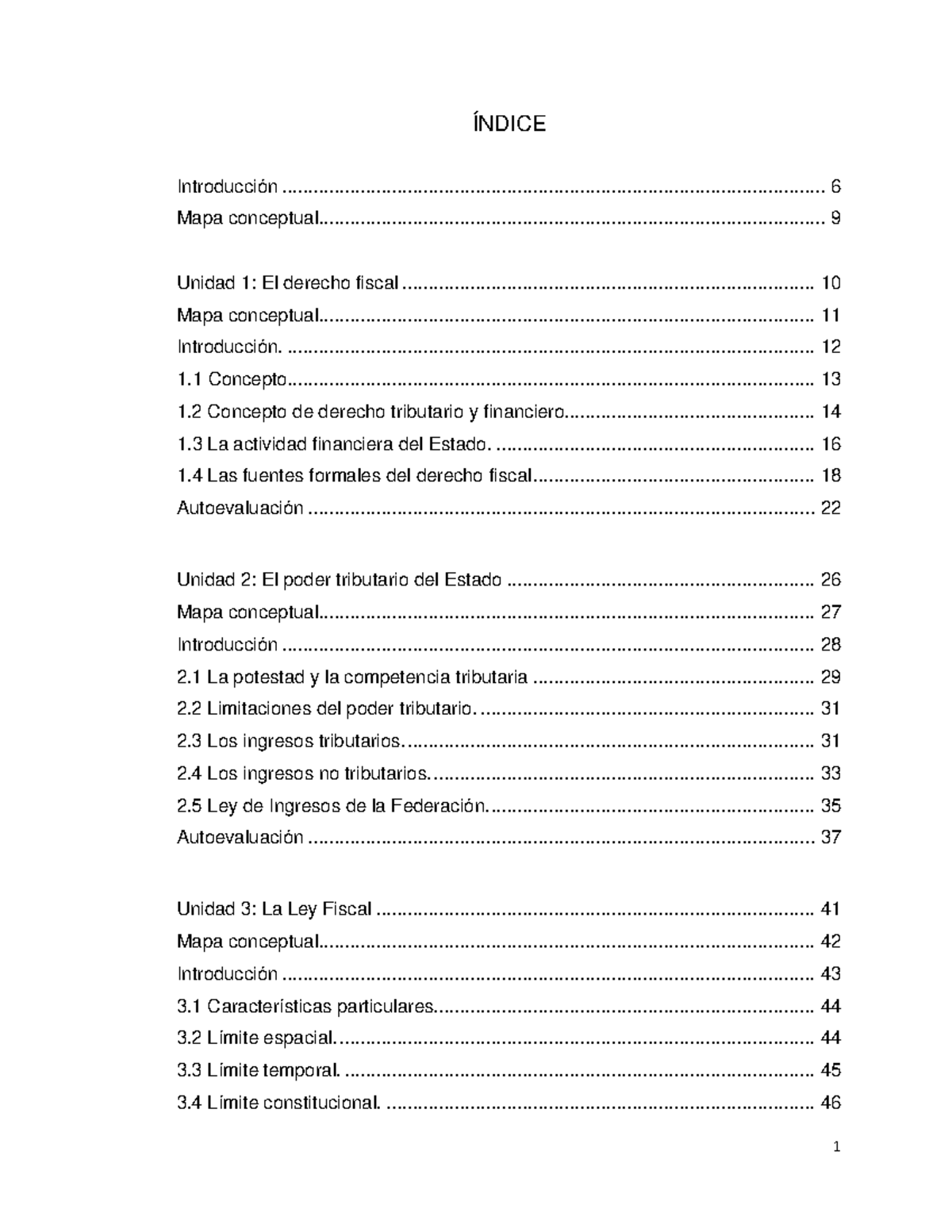 Libro De Derecho Fiscal - Índice Introducción Mapa Conceptual Unidad 1 