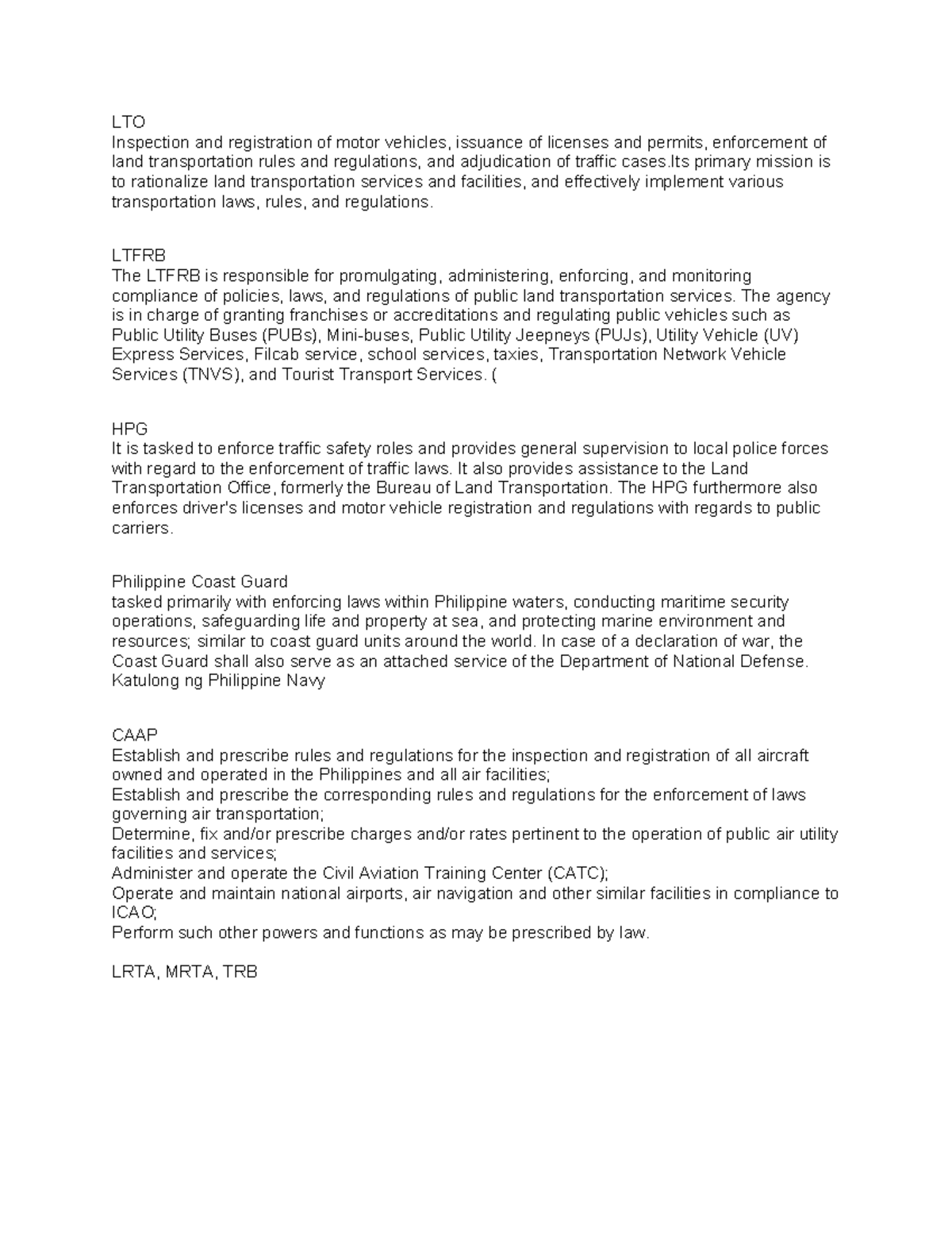 Dotr 1 - notes - LTO Inspection and registration of motor vehicles ...