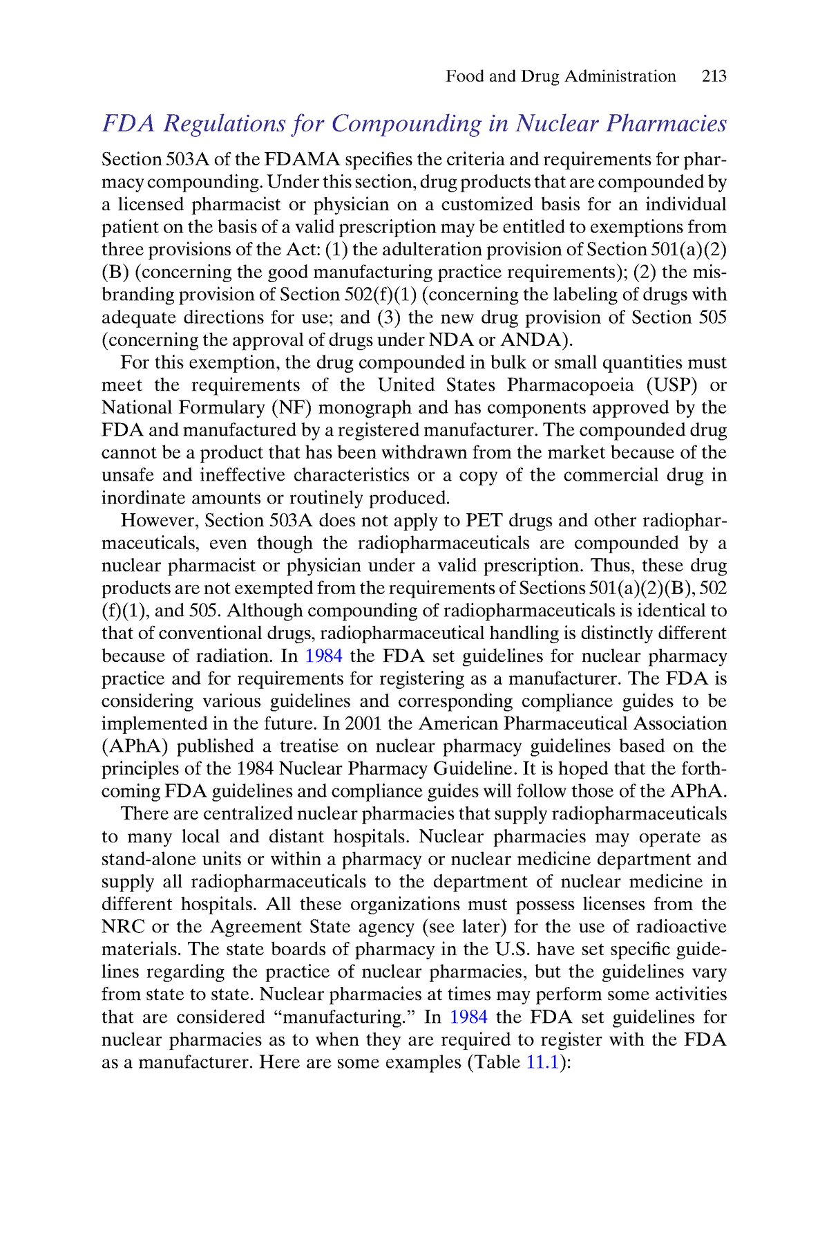 Fundamentals of Nuclear Pharmacy IV24 FDA Regulations for