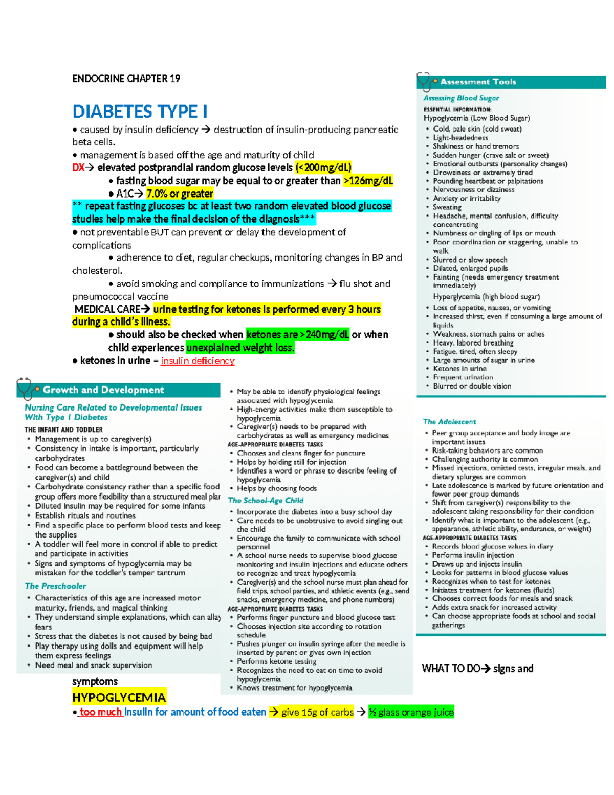 Exam 4 Pediatrics Review 2 - Endocrine Chapter 19 Diabetes Type I 