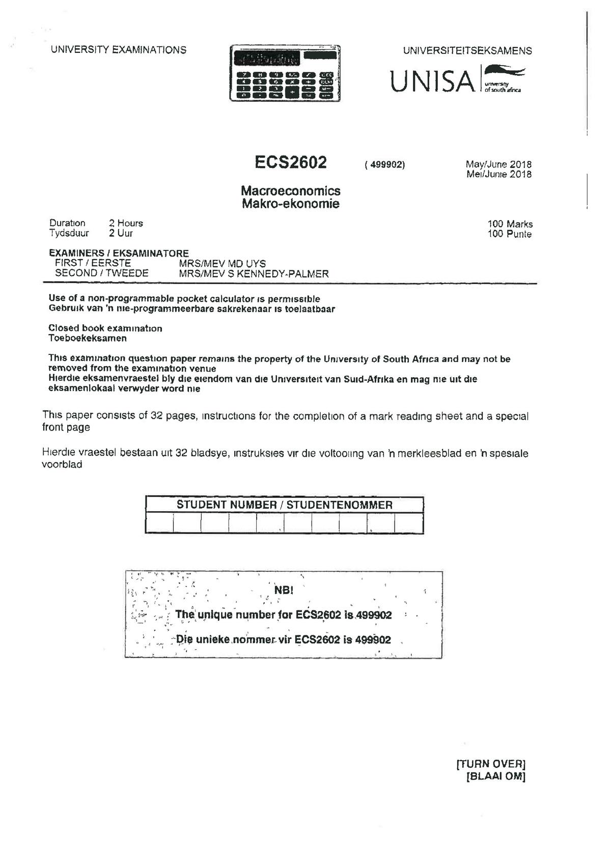 Exam June 2018, answers - ecs2602 - StuDocu