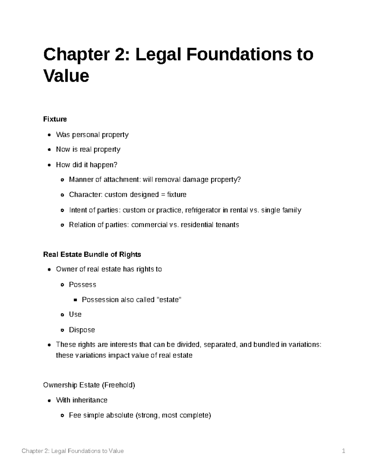 Chapter 2 Legal Foundations To Value - Chapter 2: Legal Foundations To ...